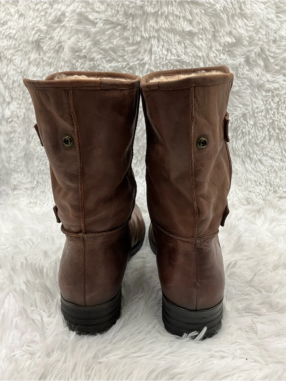 Tara M Boots Size 9 Brown Fold-Over or Worn Up Faux Fur Ankle Boots